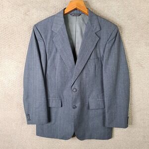 Vintage Brookford Classics Jacket Mens 40R Gray Striped Blazer 2 Button Coat USA